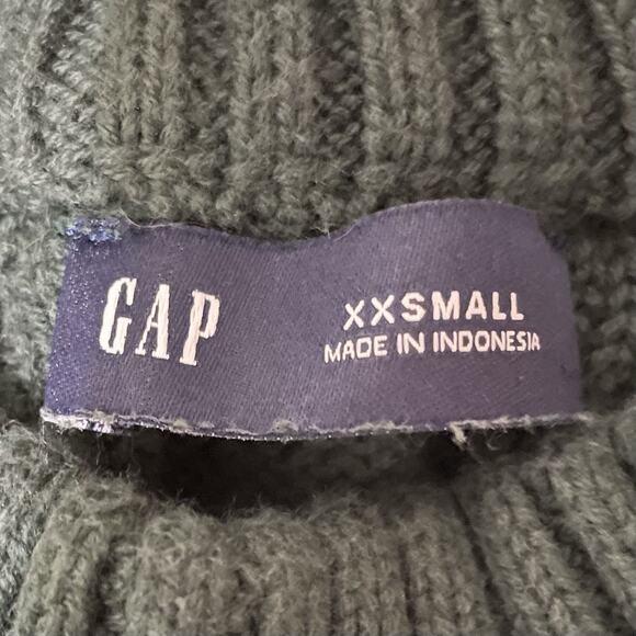 GAP Sweater Classic Cable Knit Size XXS Women Green 100% Cotton Holidays Preppy - Picture 6 of 8
